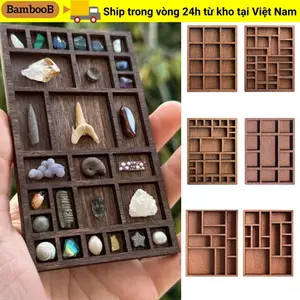 Giá đỡ trang sức Mini BAMBOOB, ngăn kệ trang sức thu nhỏ màu nâu, Lưới đa dạng sáng tạo Giá trưng bày hàng hóa Đồ chơi mô hình