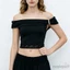 MAPLEPOET-Áo dệt nữ lệch vai Slim Fit Áo thun ren ngắn tay viền