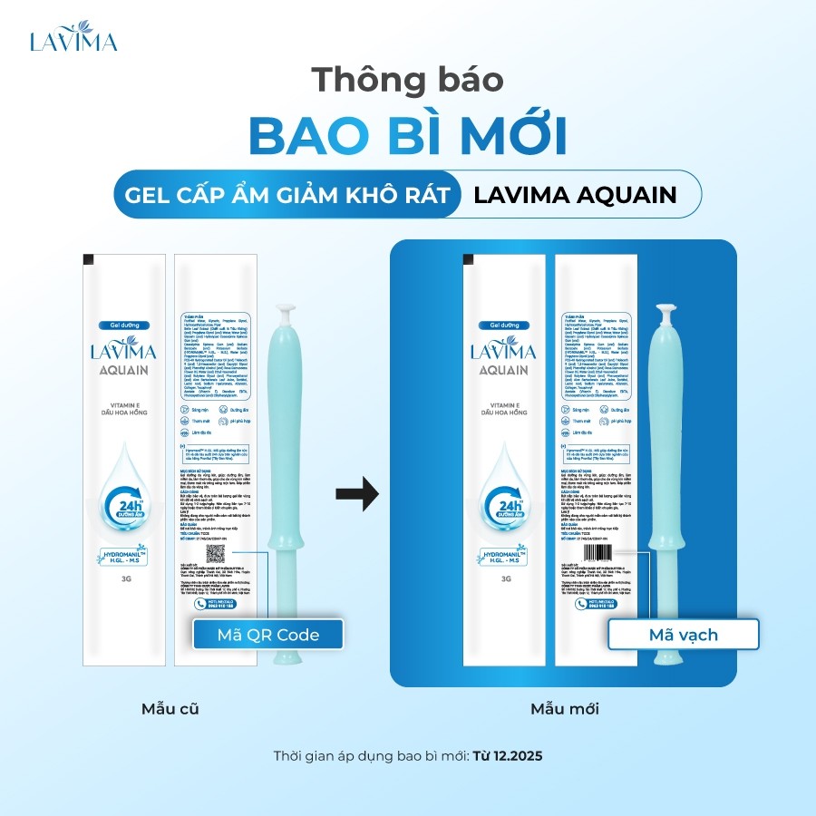 Gel Dưỡng Ẩm Phụ Khoa Lavima Aquain (Đũa Thần Inner), Ẩm Sâu Giảm Khô Rát, Mềm Mịn Cả Ngày, Bút 3g