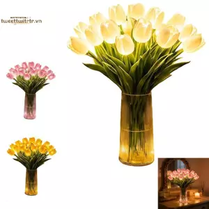 TRTR Cây Lấp Lánh Hoa Tulip 15 Chiếc Đèn LED Sống Động Cho Quyến Rũ Đám Cưới Ambiance VN