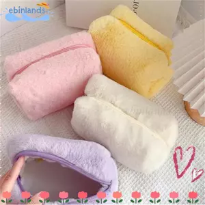 EBINLANDS Nhung Sang Trọng Túi Trang Điểm, Túi Bảo Quản Mỹ Phẩm Puffy Di Động, Lông Mềm Mại Dễ Thương Dung Tích Lớn Túi Vệ Sinh Du Lịch Nữ Bé Gái