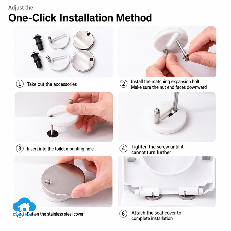 🌤️COD🌤️2 chiếc ốc vít nở nắp bồn cầu bằng thép không gỉ, ốc vít cố định nắp bồn cầu đa năng, phụ kiện chân đế