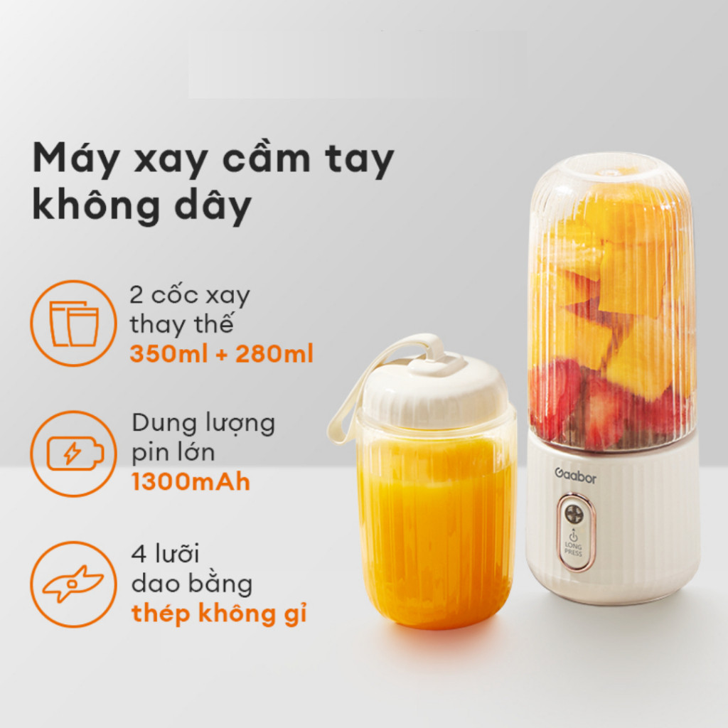 Máy Xay Sinh Tố Cầm Tay Mini Gaabor FP03T-WH01A - Hàng Chính Hãng