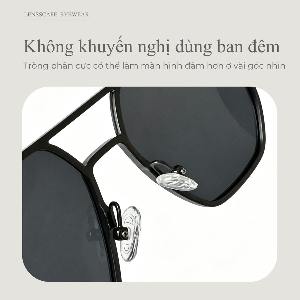 Kính mát phân cực nam dáng phi công vuông gọng nhôm magie nhẹ UV400