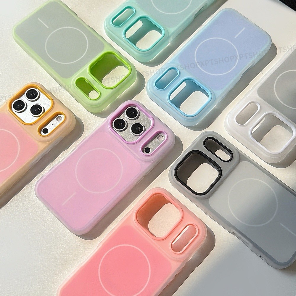Ốp điện thoại Acrylic mờ thạch từ tính 2 trong 1 cho iPhone 17 Pro Max 16 15 14 13 12 11 Vỏ bảo vệ chống sốc