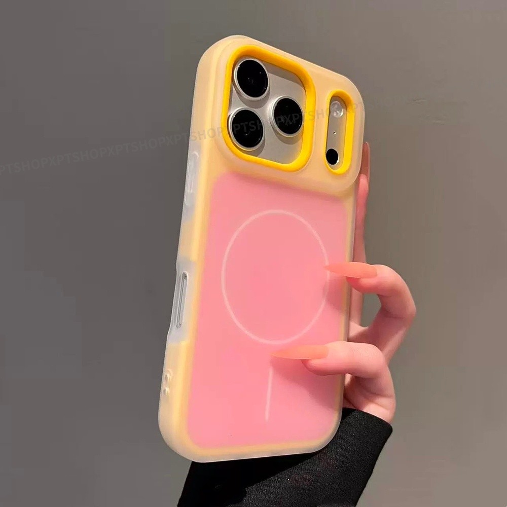 Ốp điện thoại Acrylic mờ thạch từ tính 2 trong 1 cho iPhone 17 Pro Max 16 15 14 13 12 11 Vỏ bảo vệ chống sốc