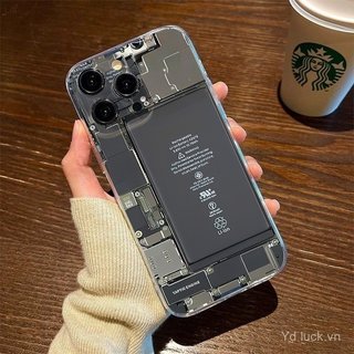 Cấu trúc mặt sau cơ khí Vỏ điện thoại trong suốt hợp thời trang độc đáo Thích hợp cho iPhone 17promax / 14promax / 16 / 13 / 15pro / 12pro / 13promax Vỏ chống sốc