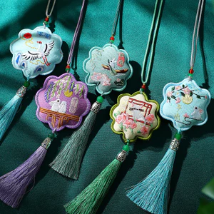 Di Động Thêu Ngải Cứu Móc Phong Cách Trung Hoa Trang Trí Xe Hơi Quyến Rũ Móc Cổ Ví Tua Rua Mặt Dây Chuyền