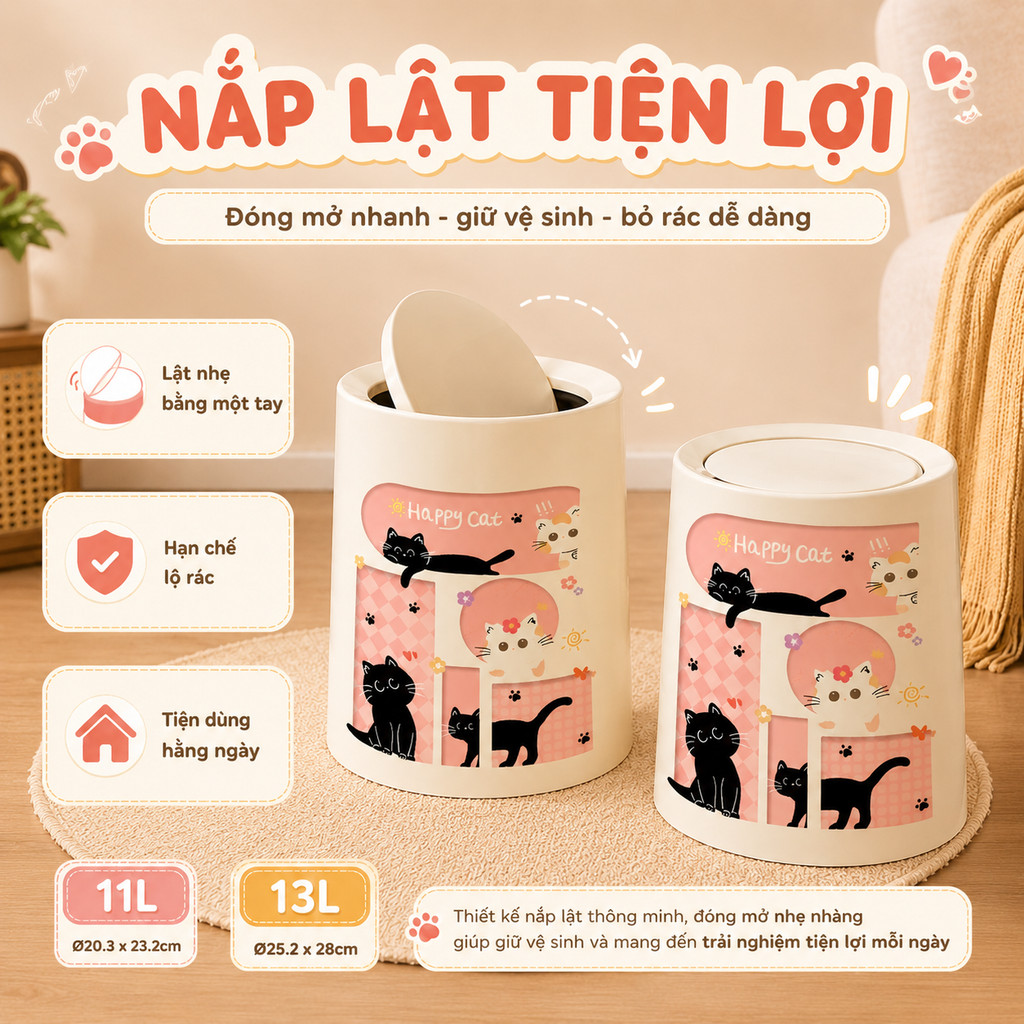 𝐂𝐌𝐀𝐑𝐓.𝐆𝐢𝐚 𝐝𝐮̣𝐧𝐠 Thùng Rác Hoạt Hình Phong Cách Dễ Thương TR06 | BigBuy360 - bigbuy360.vn