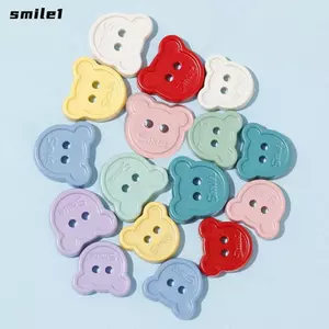 Đồ trang trí may mặc SMILE, Nút gấu nhỏ tự làm kẻ sọc, Phụ kiện búp bê dễ thương bằng nhựa đầy màu sắc 2025