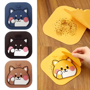 Vỏ thoát nước sàn silicon Shiba Inu dễ thương mới - Thảm chặn vòi hoa sen chống thấm nước và chống mùi cho phòng tắm Nhà bếp
