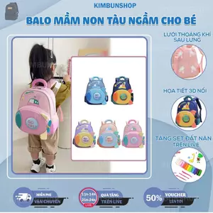 Balo Mầm Non họa tiết tàu ngầm cho bé 2-6 tuổi size 33*26*13cm- Kimbunshop23