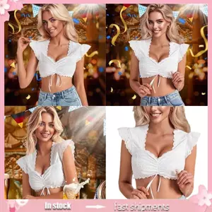 YOI Truyền Thống Bavarian Oktoberfest Trang Phục Chính Hãng Áo Dirndl Crop