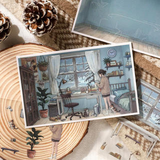 ENWEI 3 Cái [Dòng Atlas Ánh Sáng Nổi] Nhãn Dán Phong Cảnh Cho Nhà Hoa Buổi Sáng Sân Vườn Mùa Xuân Phòng Ấm Áp