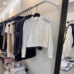 Áo khoác chống nắng cổ đứng thời trang có khóa kéo dáng rộng nhẹ thông thường