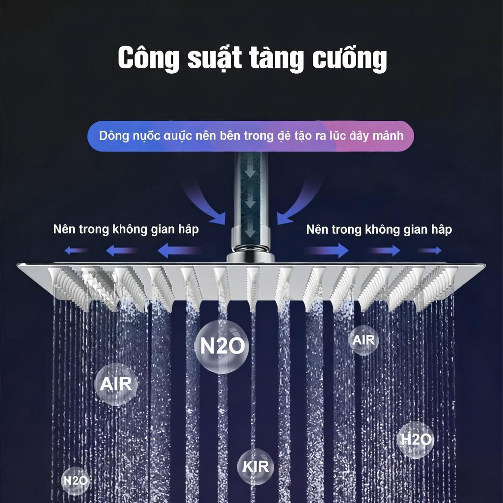Bộ vòi sen tắm tăng áp bát sen tắm lớn bằng inox cao cấp cây sen tắm đục lỗ nano xả nước mạnh tiết kiệm nước