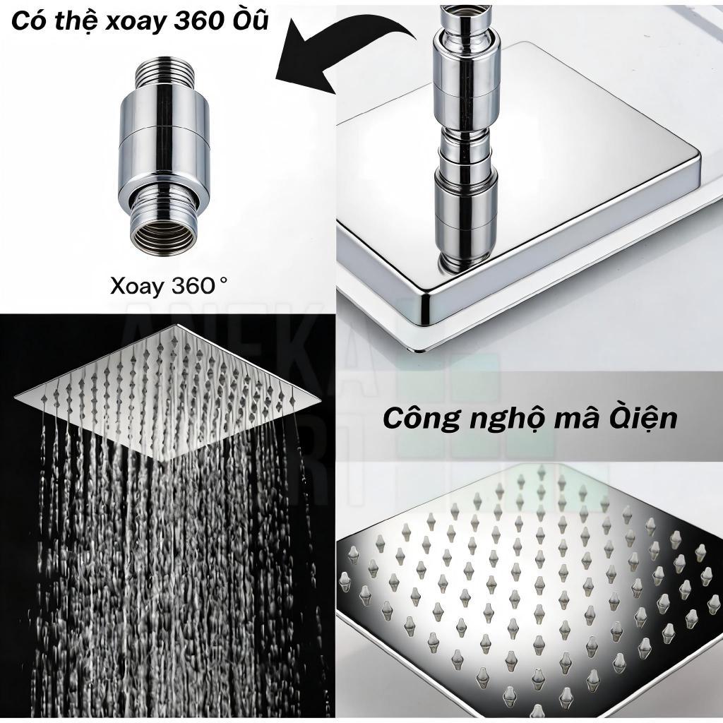 Bộ vòi sen tắm tăng áp bát sen tắm lớn bằng inox cao cấp cây sen tắm đục lỗ nano xả nước mạnh tiết kiệm nước