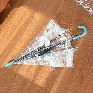 Hàng sẵn có ins Ô trong suốt Phim hoạt hình tự động dành cho học sinh Tay cầm thẳng Dễ thương có thể gập lại Trẻ em Người lớn Dày Nữ UXP