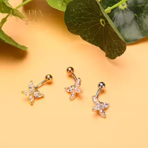 PNPIA- Zircon Pha Lê Bụng Xuyên Nhẫn Rốn Vòng Phẫu Thuật Bướm Trang Sức Cơ Thể