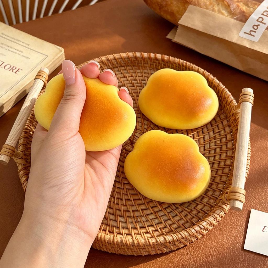 [H & L] 1 / 3 / 5 Đồ chơi bóp giảm căng thẳng di động | Bánh mì đám mây Caramel mô phỏng cho văn phòng, gia đình, trẻ em vui chơi và quà tặng trang trí máy tính để bàn / Chất lượng hàng đầu