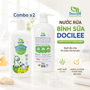 Combo 2 Chai Nước Rửa Bình Sữa, Dụng Cụ, Đồ Chơi Cho Bé DOCILEE 500ml Làm Sạch Hiệu Quả, Không Paraben, An Toàn Cho Bé