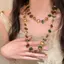 Vòng cổ đá mắt hổ và đính cườm thủy tinh nhân tạo Maillard, phụ kiện thời trang retro dành cho nữ