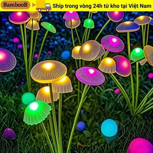 Đèn sân vườn BAMBOOB, Đèn bãi cỏ sứa LED chế độ kép ngoài trời, Đèn sàn hoa nhân tạo Sân chống nước Trang trí sân vườn Đèn nấm cho vườn Ambiance