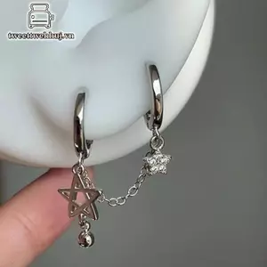 Nhíp 1 Màu Bạc Sao Dây Xích Tai Đôi Lỗ Tai Xương Móng Tay Y2K Thời Trang Hottie Bông Tai Nữ Trang Sức VN