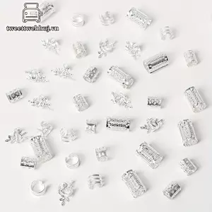 Nhíp 40 Cái / bộ Vintage Vàng Bạc Rỗng Tóc Nhẫn Sắt Tóc Còng Tóc Chân Vòng Trang Trí Phụ Kiện Tóc Lo Tóc Trang Sức Tóc Cho Bím VN