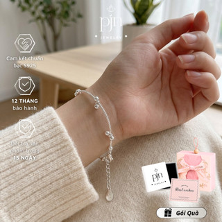 Vòng Tay Bạc 925 Lắc Cứng Hạt Bi Tròn Di Động PJN – Lắc Tay Nữ Tối Giản Sang Chảnh Hàn Quốc