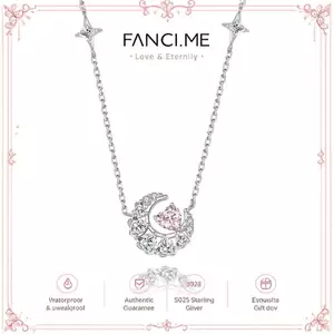 FANCIME "Giấc mơ hồng" Vòng cổ bạc hình trăng lưỡi liềm
