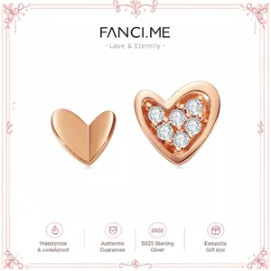 FANCIME Bông tai vàng hồng hình trái tim ngọt ngào