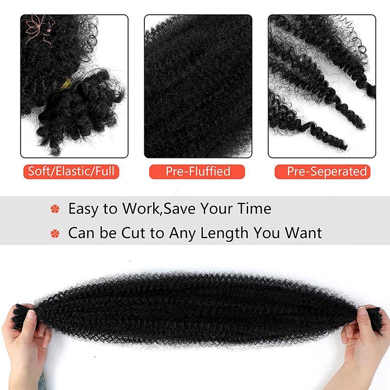 HNKMP 16 Inch Kinky Twist Marley Bện Móc Tóc Tổng Hợp Pre-Separated Springy Afro Twist Tóc Cho Bướm Locs Bím Tóc.