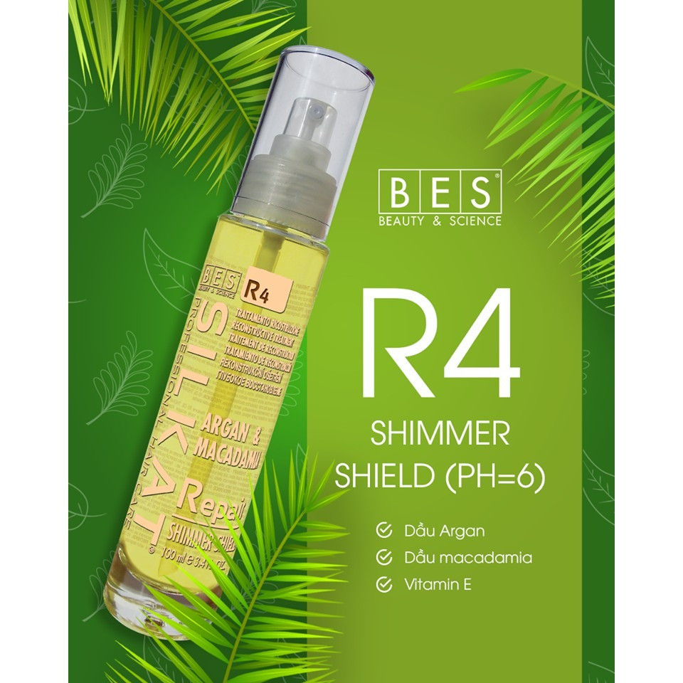 Tinh dầu xịt dưỡng Argan & Macadamia Bes Hergen Silkat Repair R4 Shimmer Shield 100ml [ MK ]