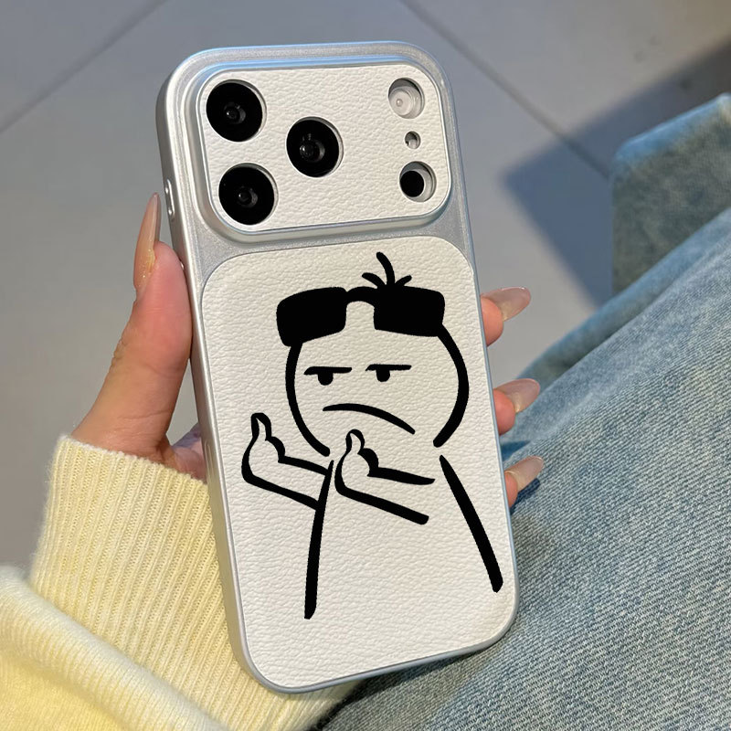 Ốp lưng iPhone họa tiết da mạ biểu tượng cảm xúc iPhone 17 16 15 14 13 12 11 Pro Max Plus Max