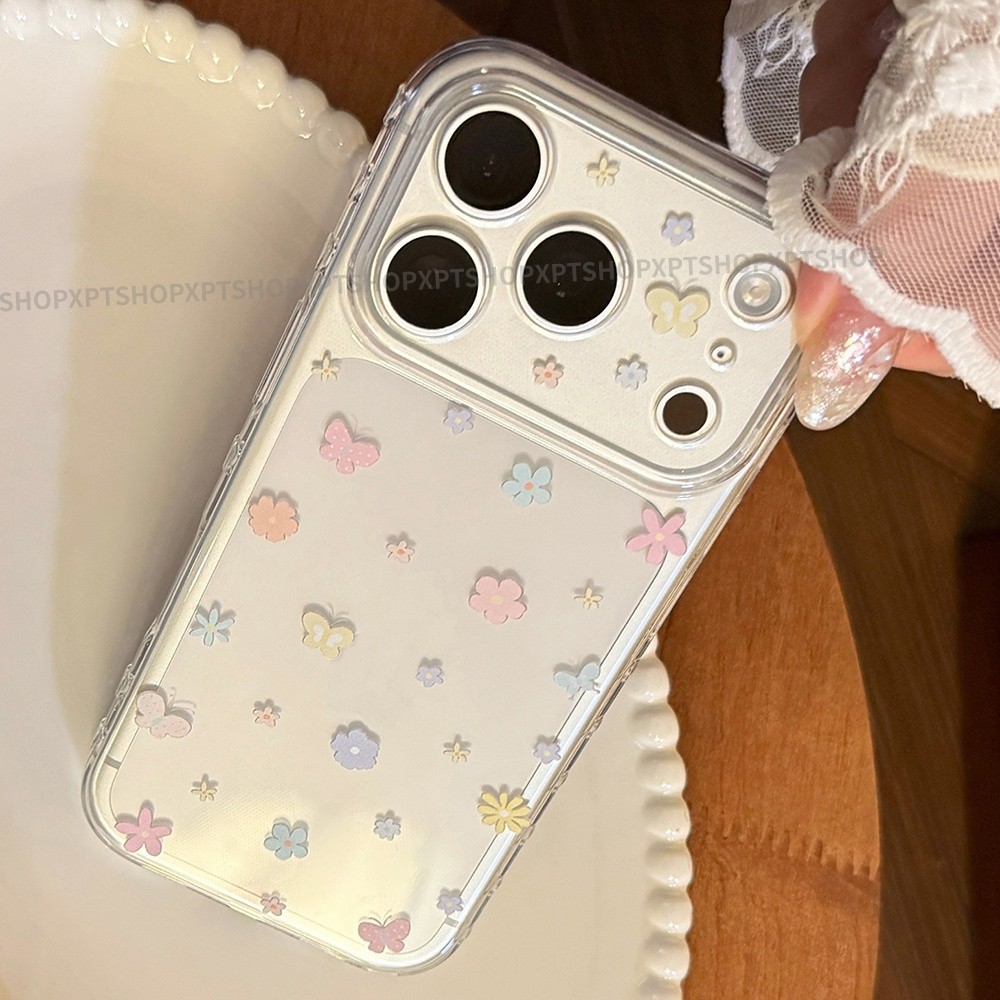 Ốp điện thoại hình trái tim tình yêu bên hoa đầy màu sắc cho iPhone 17 Pro Max 16 15 14 13 Vỏ bảo vệ chống sốc