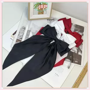 JRP Thanh Lịch Màu Đỏ Streamer Nơ Lớn Ruy Băng Tóc Cho Nữ Thời Trang Đơn Giản Chắc Chắn Satin Đuôi Ngựa Nơ Kẹp Tóc Bé Gái Phụ Kiện Tóc JRP