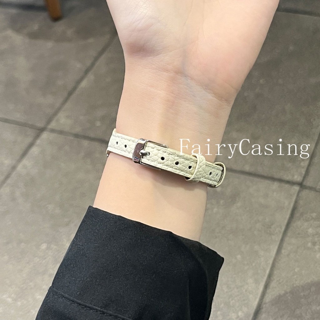 Dây đeo bằng da họa tiết mỏng Litchi cho Xiaomi Mi Band 10 9 8 7 cho Redmi Watch 6 5 4 Vòng đeo tay thay thế