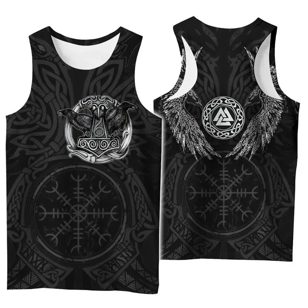 Retro Tree of Life Tattoo Crow Tank Top, Áo Vest mùa hè không tay in 3D, phong cách mềm mại thoáng khí