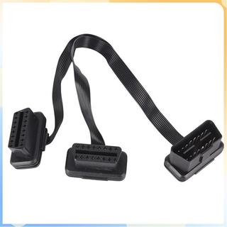 (COD) Flat 16Pin ELM327 OBD2 Nam Sang Dual Nữ Y Splitter Khuỷu Tay Nối Dài Cáp Dẫn