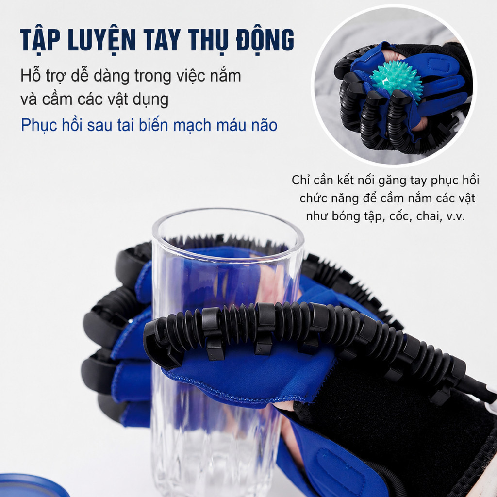 Găng tay robot hỗ trợ tập phục hồi chức năng bàn tay, ngón tay cho người tai biến và tay yếu