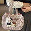 SQ11 Phong Cách Hàn Quốc Hello Kitty Da Báo In Túi Tote Đi Lại Dung Tích Lớn