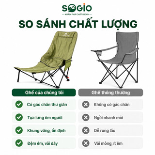 Ghế Camping Ngả Lưng 3 Nấc Có Gác Chân, Ghế Xếp Gọn Dã Ngoại Văn Phòng Chịu Lực Cao Cấp