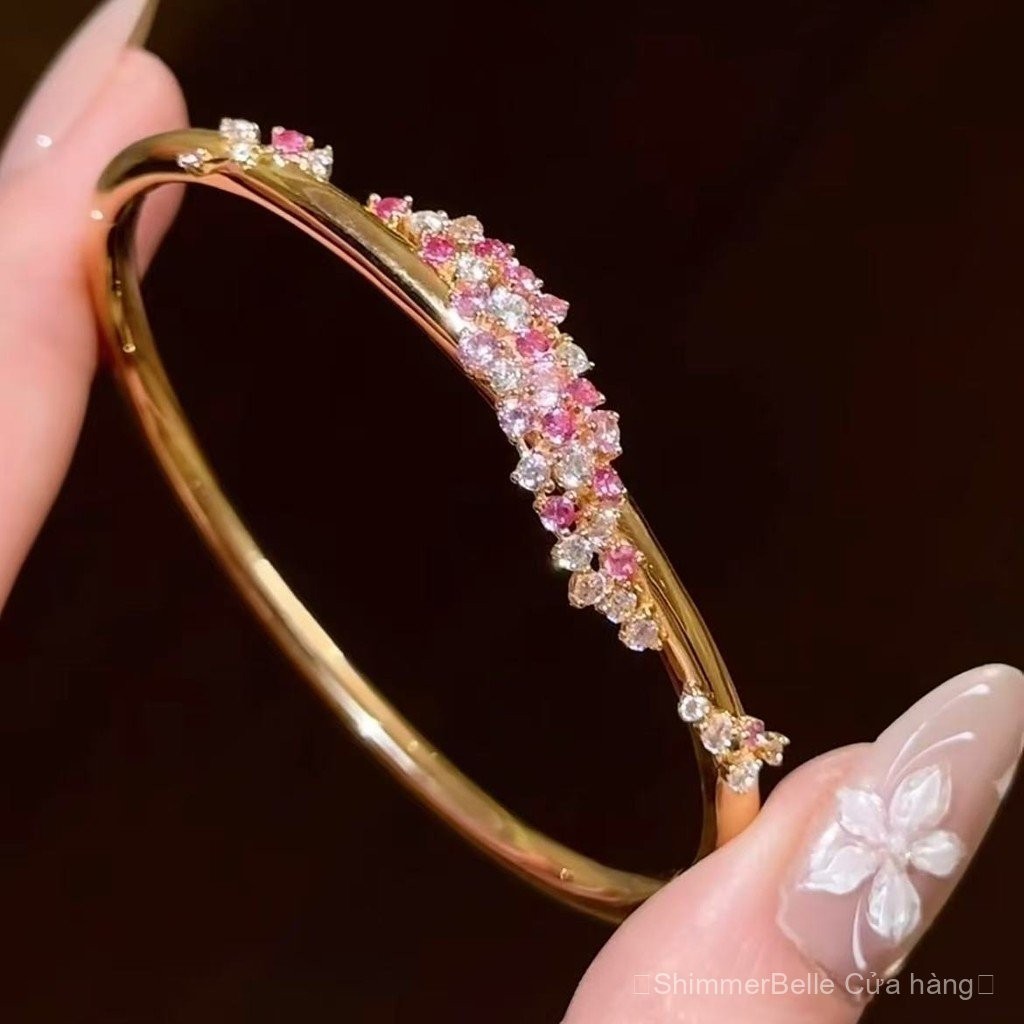 Mẫu mới vòng Tay Hoa Cổ Điển Bọc Vàng - Kết hợp Zircon hồng, Phong cách Hàn Quốc，Lắc tay giá rẻ，quà tặng bạn gái ý nghĩa