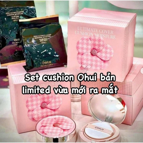 SET CUSHION OHUI HOA TẶNG KÈM 2 LÕI TONE 01 DATE 2029