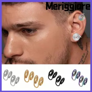 Bông tai áp lực MERIGGIARE, dành cho Bông tai không xỏ khuyên Bông tai áp lực Keloid, Phụ kiện trang sức màu đen Kẹp màu vàng trên bông tai nén