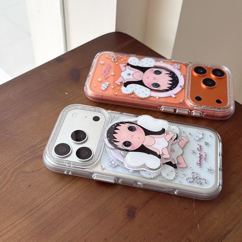 Ốp lưng cứng trong suốt Tương thích với iPhone 13 14 14Pro 14ProMax 15 15Pro 15ProMax 16 16Pro 16ProMax 17 17Pro 17ProMax Angel Xiaoyu Pattern Magnet Case