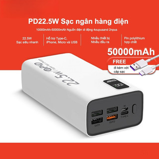 55K7 sạc dự phòng  Pro PD22.5w Sạc nhanh pin dự phòng màn hình led tích hợp tích hợp (10000mAh-50000mAh)