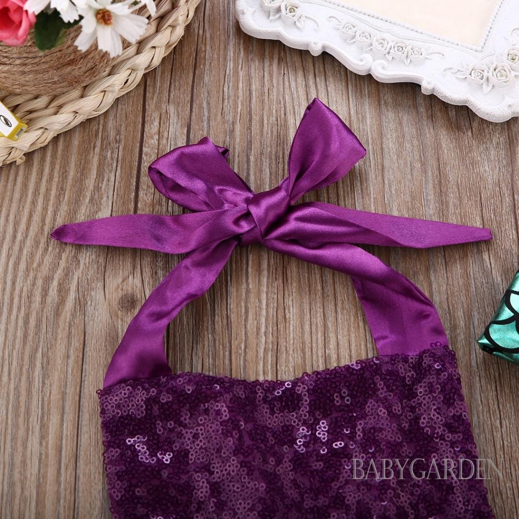 Áo liền quần nàng tiên cá không tay mùa hè cho bé gái có băng đô + vải tuyn