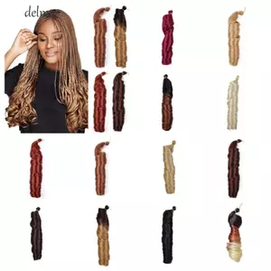 DELMER 24inch Pháp Curls, Uốn Xoắn Ốc Tổng Hợp Co Giãn Sẵn, Phụ Kiện Tóc Ombre Phần Mở Rộng Tóc Móc Tóc Rời Sóng Bện Tóc Nữ